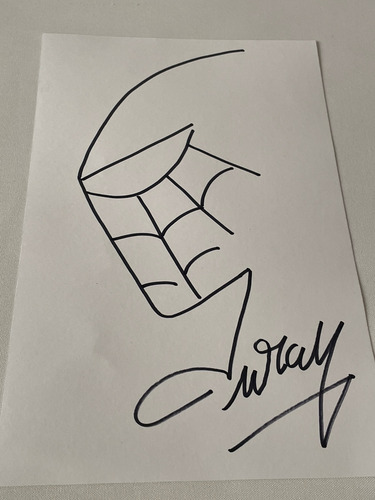 Sketch A Mano Del Hombre Araña Y Autografo Jose Luis Duran (Usado)