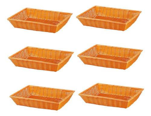 Qw 6 Peças Cestas De Pão Imitação Rattan Cestas 30x20x7cm