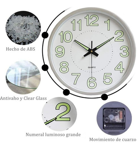 Imagen 4 de 10 de Reloj De Pared,30 Cm Grande Moderno Luminoso Reloj De Pared