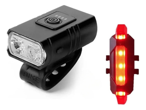 Kit Farol Bike 2 Led Cree Medidor + Sinalizador Traseiro Led