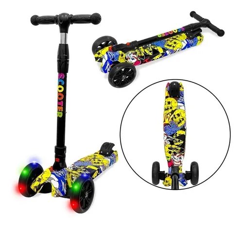 comprar Monopatin Con Luces Varios Diseños Altura Regulable Plegable