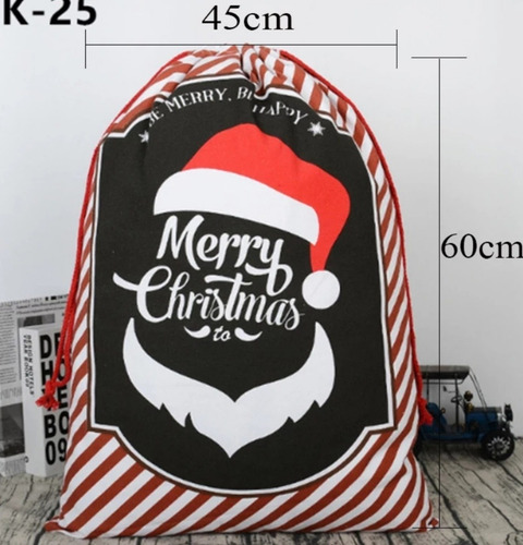 Imagen 4 de 6 de 2 Costal Navideño Santa Claus Bolsa Regalo Navidad 50x70cm