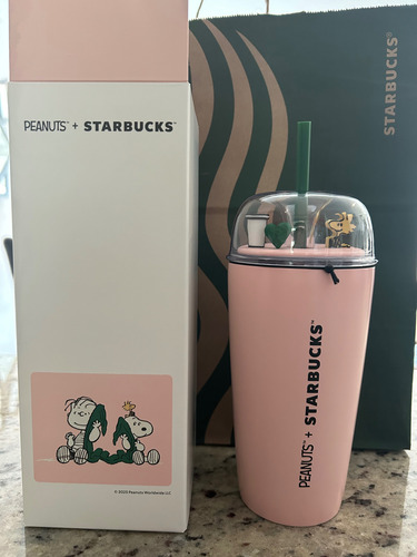 Termo/vaso Acero Starbucks Peanuts Snoopy 2025 Rosa Rosa Pálido