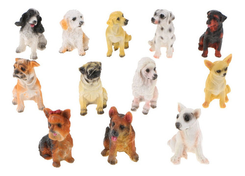 12 X Mini Figuritas De Perro Artesanías De Resina Estatuas
