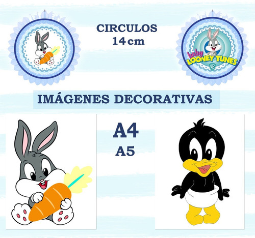 Kit Imprimible Banderín Cartel Cumple Editable Looney Tunesv