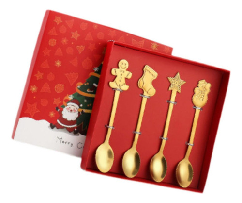 New. Set De 4 Cucharas Festivas, Juego De Cubiertos