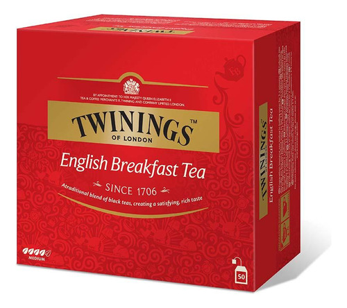 Té English Breakfast Twinings Caja X 100g (50 Bolsitas)