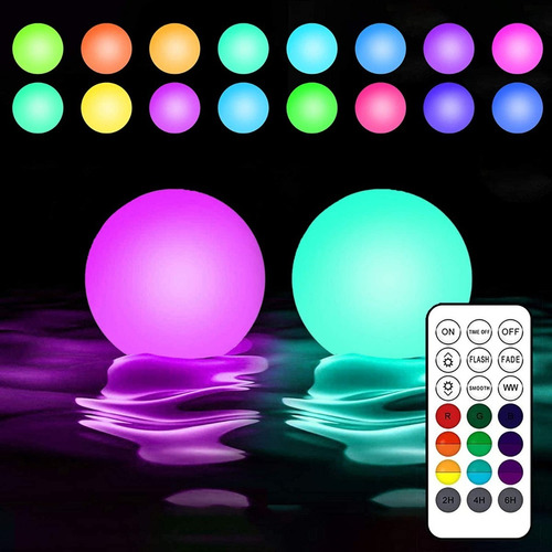 Luces Flotantes C/contrl Piscinas Jacuzzi Decoracion Pack X2