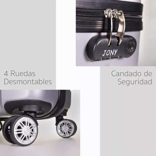 Maleta Jony 10 Kg Carry On 4 Ruedas Plata