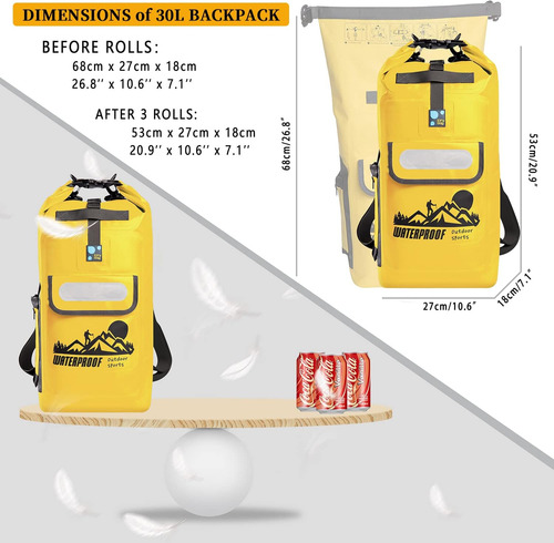 Idrybag Dry Bag Backpack Waterproof Floating 20l/30l/40l, Ac