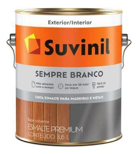 Tinta Esmalte Sempre Branco Fosco Madeira Metal 3,6l Suvinil