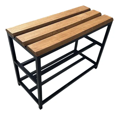 comprar Banco Sapateira 6 Pares Assento Madeira Chão Hall De Entrada Cor Preto