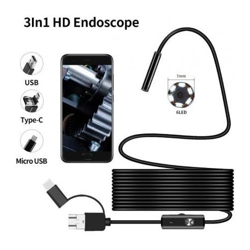 Camara Endoscopio 5 Metros 3 En 1 Usb Micro Usb Tipo C