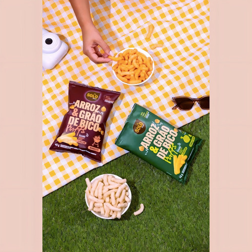 Kit 10 Unid Snack Puffs Arroz Grão Bico Barbecue Solo Snacks