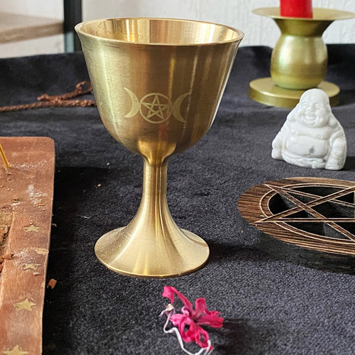 Copa De Altar Wicca, De Latón Bañado En Oro, Para Ceremonia,