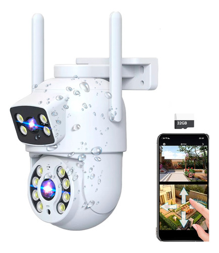 Cámara De Vigilancia Doble Vista Sensor Movimiento + Sd 32gb
