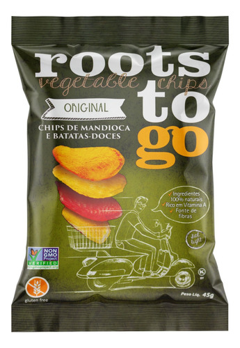 Chips Roots To Go mandioca e batata-doce original sem glúten 45 g