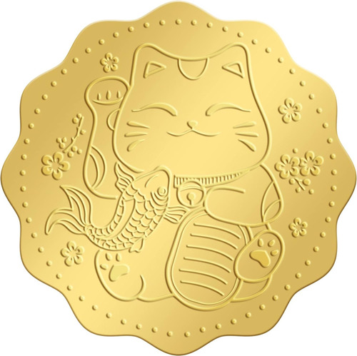 Calcomanías De Oro De 2 Sello De Gato De 100 Piezas...