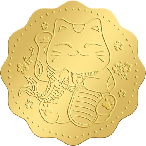 Calcomanías De Oro De 2  Sello De Gato De   100 Piezas...