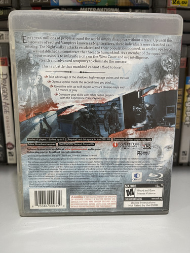 Jogo Ps3 Vampire Rain Altered Species Físico Original