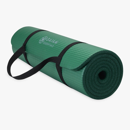 Mat De Yoga & Fitness 10mm / Con Correa / Colchoneta / Gaiam Color Verde