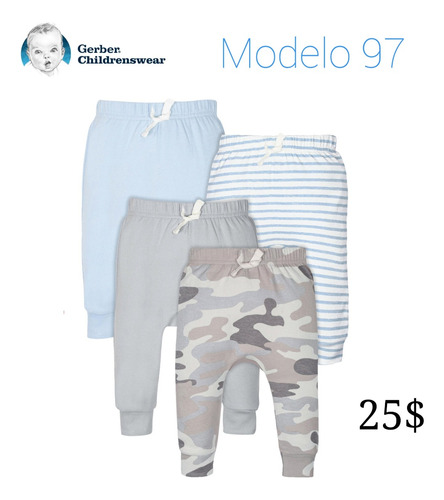 Set 4 Monos Pantalones Gerber Varón Modelo 97