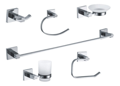 Set Accesorios D Baño Peirano 11000 X 6 Pzas Acero Inox Pce