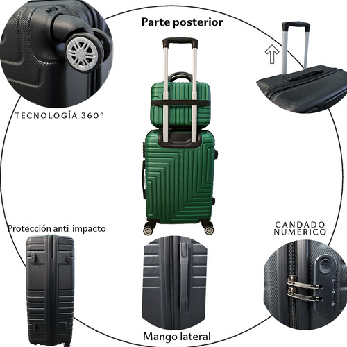 Set 2 Pzs Maleta De Mano Avion 10 Kg Carry On 20 Pul Neceser Verde