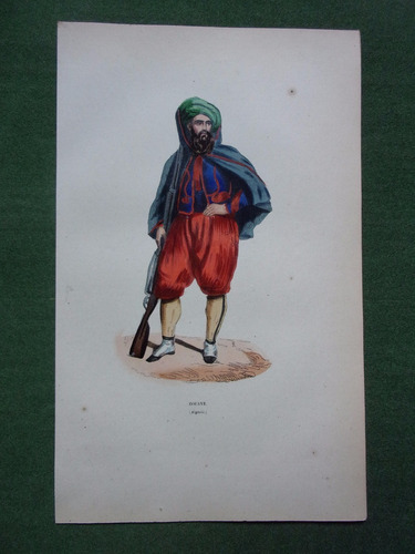 Africa  Algeria Zouave  Grabado Coloreado De 1844