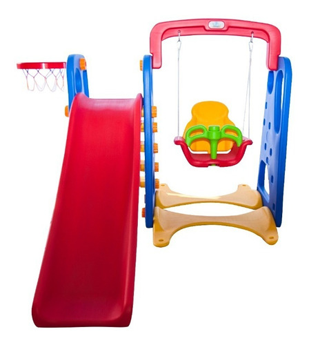 Playground Infantil 3 Em 1 Balanco Escorregador E Cesta De B