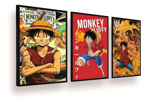 Quadro decorativo Luffy One Piece Anime Desenho arte para sala quarto