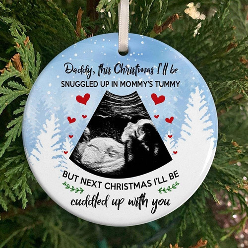 Regalo Para Daddy To Be Ultrasound Sonogram Snuggled Navidad