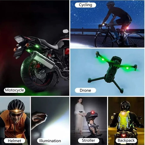 Imagen 10 de 10 de 8x Luz Led Mini Drone Auto Moto Multicolor Fijo/ Strober