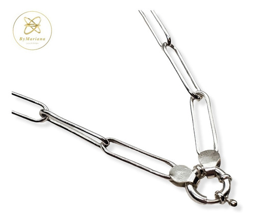 Imagen 5 de 9 de Cadena Plata Eslabon Oval Con Marinero 45 Cm