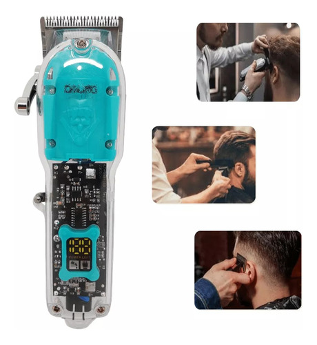 Maquina De Corte Cabelo Bigode E Barba Transparente Sem Fio