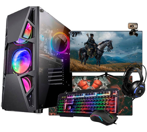 Imagem 1 de 8 de Pc Gamer Completo I5 4ª Gtx 1650 8gb Ssd 480gb Monitor 27