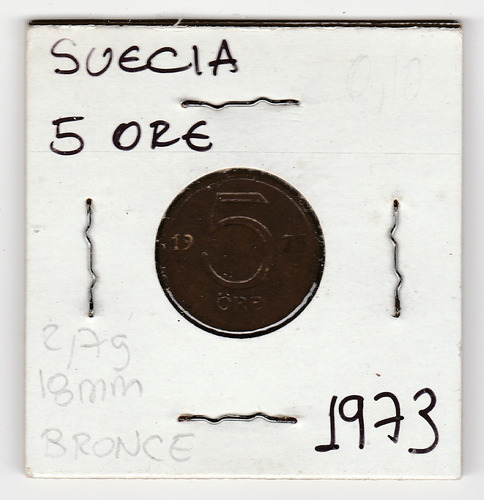 Moneda Suecia 5 Ore 1973 Vf/xf