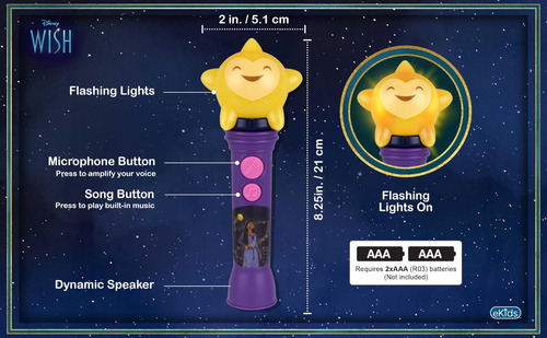 Micrófono Ekids Disney Wish Toy Para Niños Con Música Integr