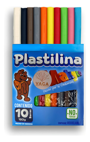 Plastilina Caja C/10 Barras Colores Diferentes