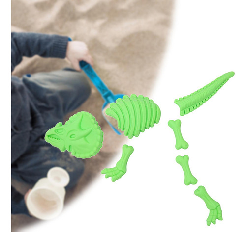 2 X 7 Uds. De Juguetes De Dinosaurio Con Esqueleto De Verde