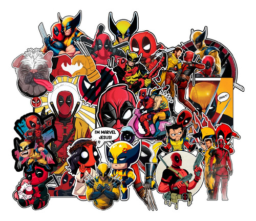 Stickers Deadpool Wolverine Marvel X25 Imprimible Digital