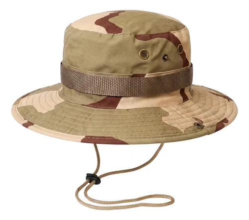 Bucket Boonie Hat Chapéu Militar Camping Pesca Proteção Sol Camuflado Bege Un Liso