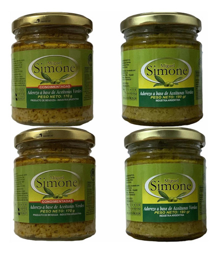 Pasta De Aceitunas Verdes Cond Y Sin Cond Pack X 4 Simone 