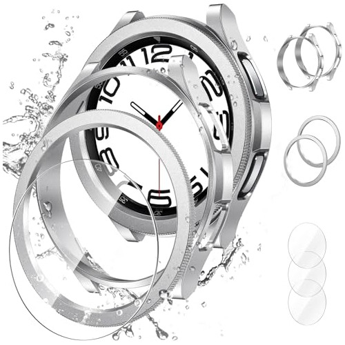 Funda + Vidrios Templados Samsung Watch 6 Classic 43mm Plata