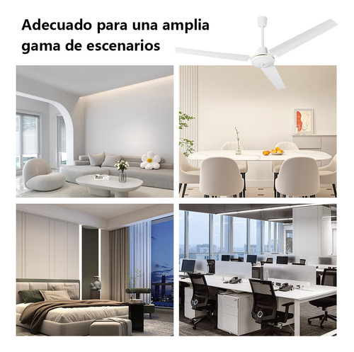 Ventilador De Techo 65w Con 3aspas 5 Velocidades Blanco