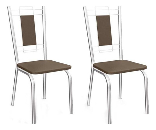 Cadeira Cozinha Florença 2c005 Aço Kit 2 Uni Cromado/marrom-