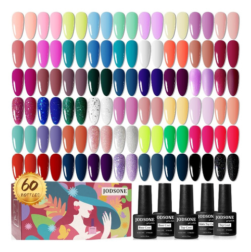 Pinturas De Uñas Semipermanente Kit De 55 Colores 60 Piezas