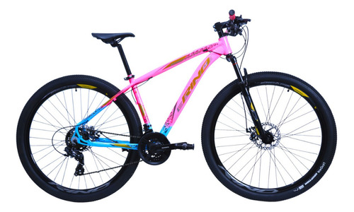 Bicicleta Aro 29 Toda Shimano 2.1 - Rino Escape Mega Ranger Cor Rosa / Azul Bebe Tamanho Do Quadro 17