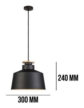 Imagen 2 de 2 de Lampara Colgante 1 Luz Zarek Aluminio Madera Leuk Negro Mate