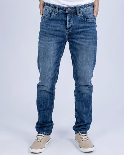 Jeans Slim Fit Con Botones Para Hombre Ufo Ronny Azul